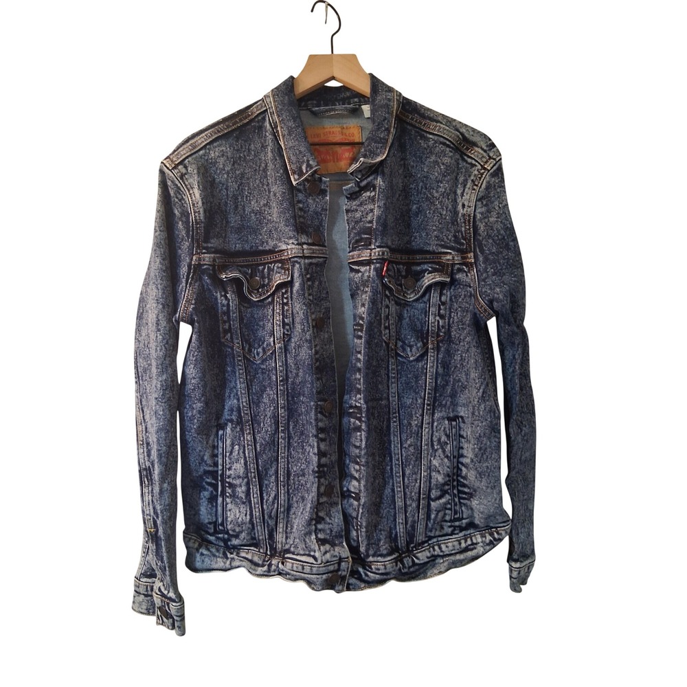 Levis Trucker Jacket Mens Large Blue Acid Wash Denim Button Up 72334-0335